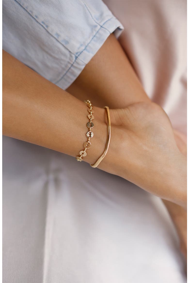 Disc & Flat Chain Anklet Set, Alternate, color, GOLD