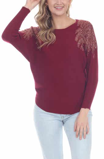 RAIN AND ROSE Embellished Raglan Sleeve Knit T-Shirt