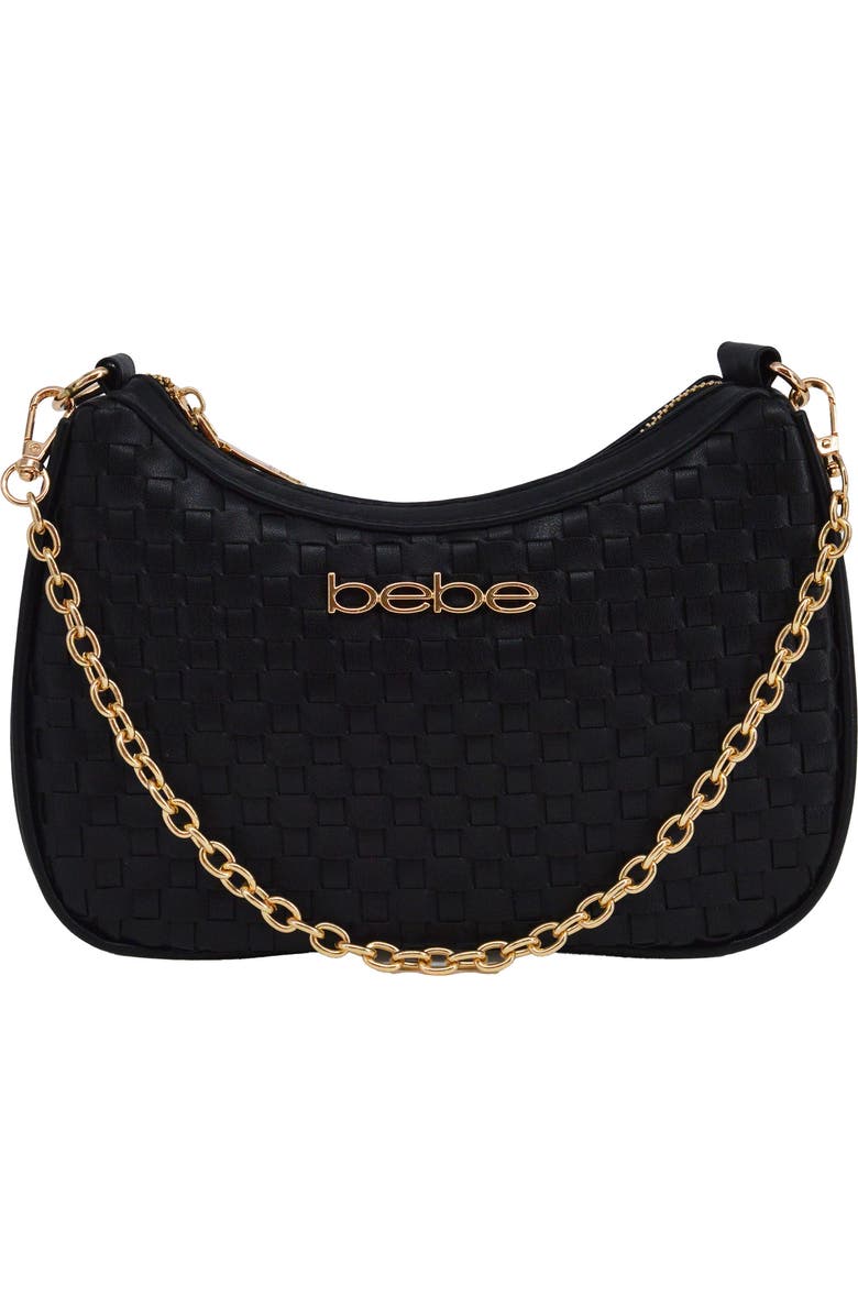 bebe Yara Woven Crossbody Bag with Zip Pouch, Main, color, Black