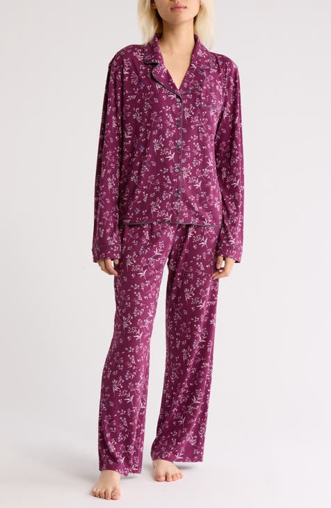 Quiet Night Long Sleeve Button-Up Top & Pants Pajamas