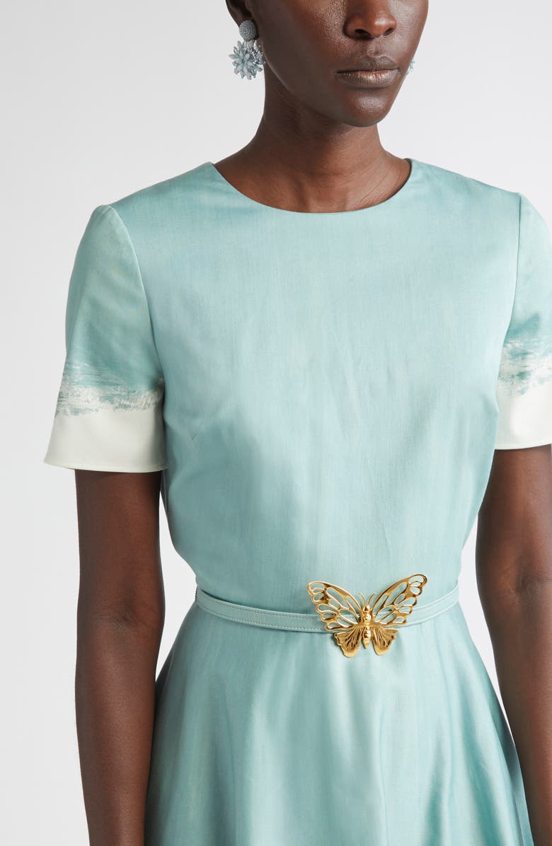 Oscar de la Renta Beaded Flower Clip-On Earrings, Alternate, color, Blue