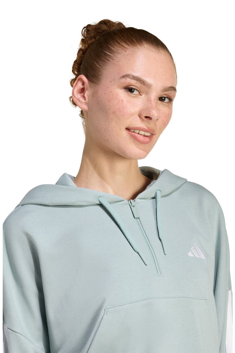 3-Stripes French Terry Hoodie, Alternate, color, WONDER SAGE/ WHITE