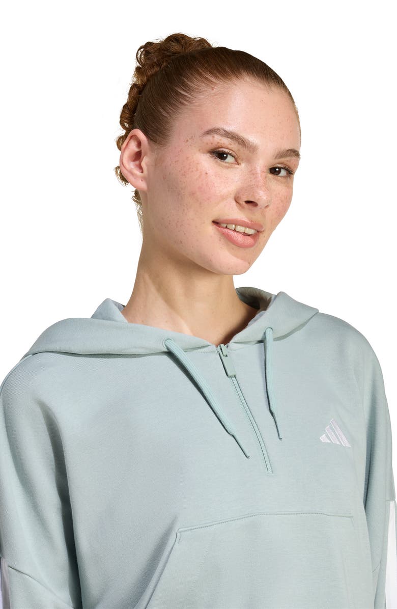 adidas 3-Stripes French Terry Hoodie, Alternate, color, Wonder Sage/ White