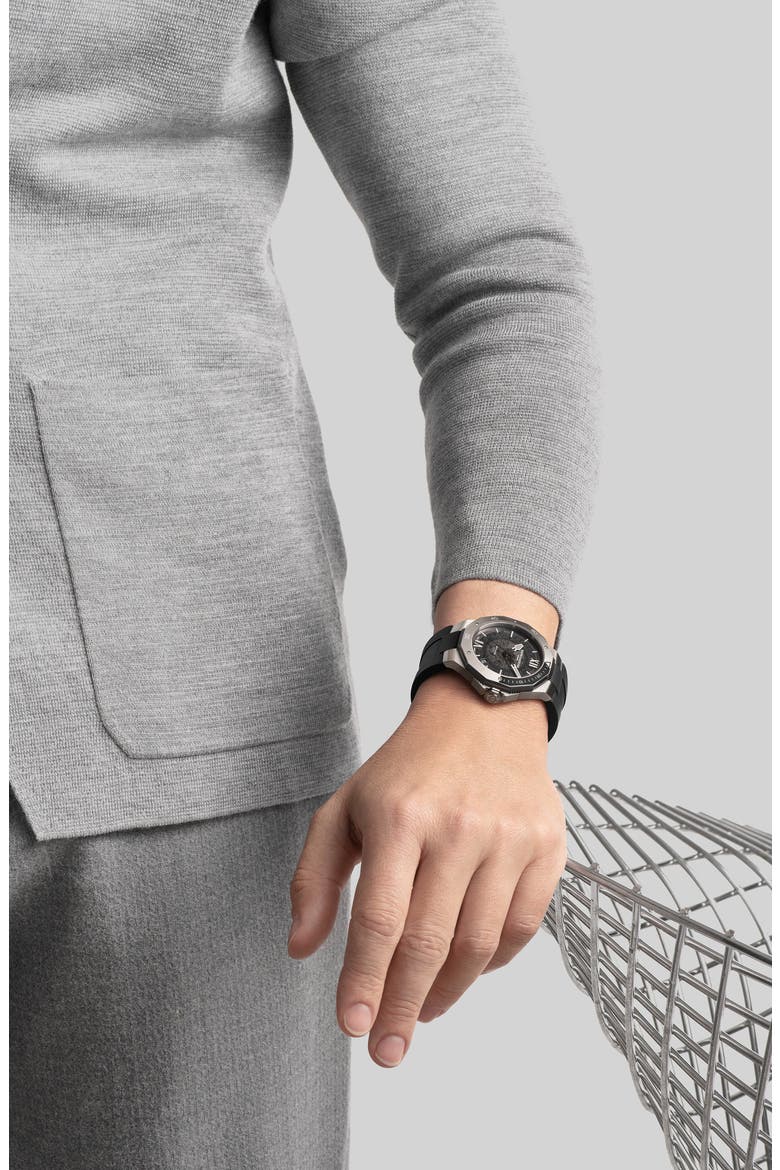 Riviera 10717 Automatic Bracelet Watch, 42mm, Alternate, color, SMOKED GRAY