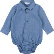 RuggedButts Baby Boys Long Sleeve Button Down Bodysuit