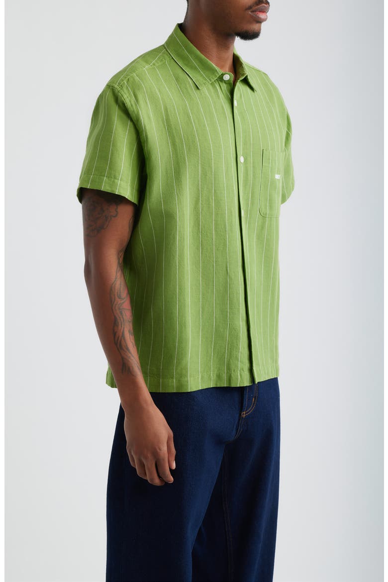 Joe Stripe Short Sleeve Button-Up Shirt, Alternate, color, PIQUANT GREEN MULTI