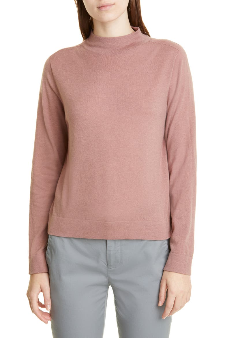 Funnel Neck Wool Blend Sweater, Main, color, MAUVE ORCHID