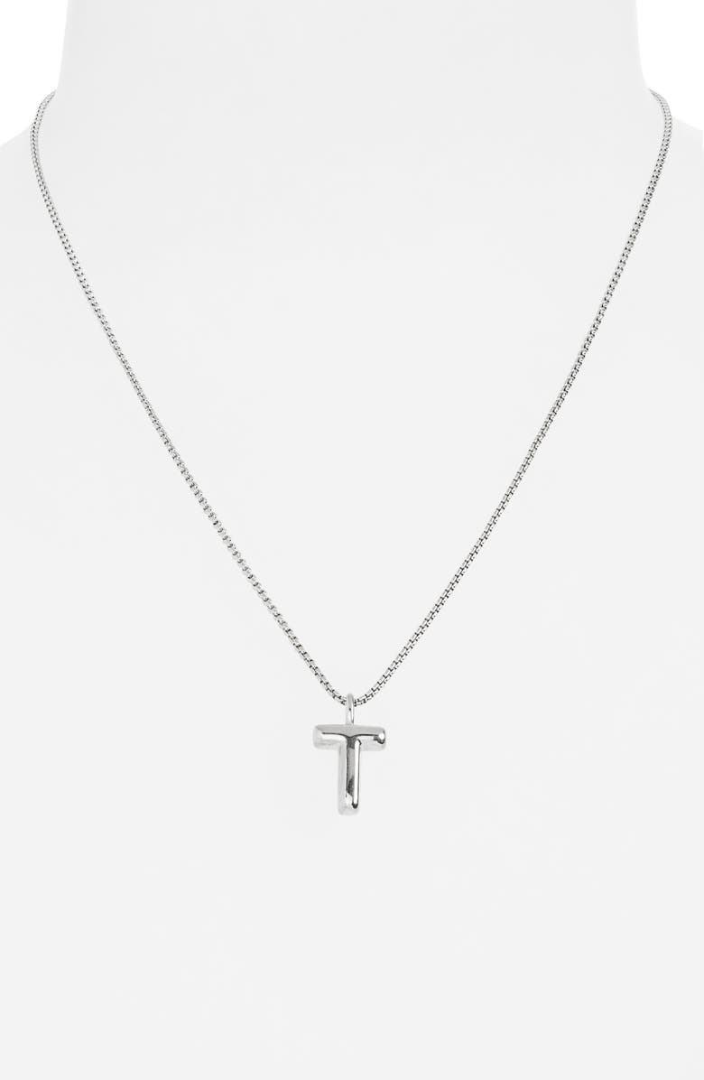 Open Edit Waterproof Bubble Initial Pendant Necklace, Alternate, color, T- Silver