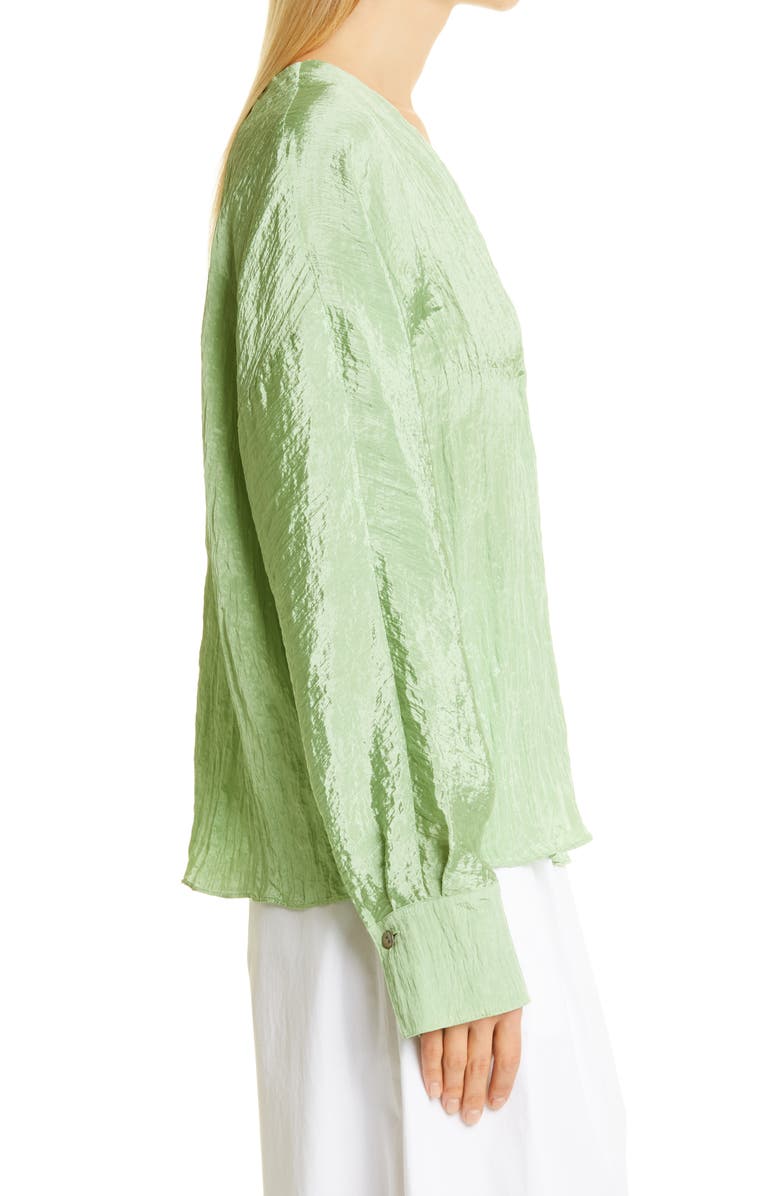 Vince Crushed Satin Long Sleeve Blouse, Alternate, color,