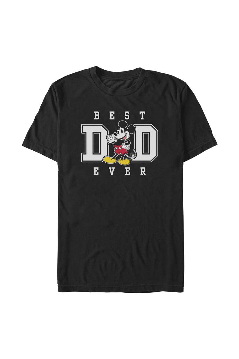 Mens Mickey & Friends Best Dad Ever Pose T Shirt, Main, color, Black