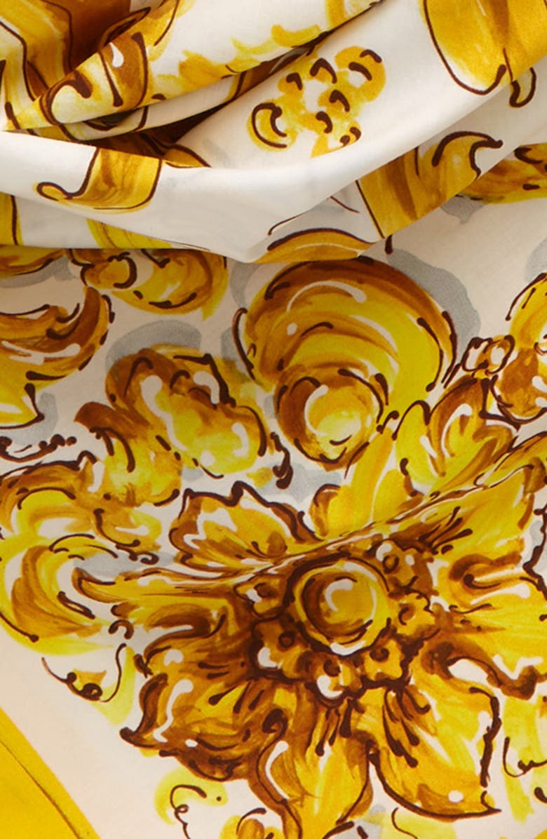 Dolce&Gabbana Majolica Print Cotton Scarf, Alternate, color, H95dq Maiolica 3L Giallo