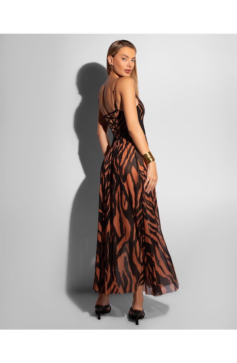 TA3 Sheer Slit Mini Cover-Up Skirt, Alternate, color, Baked Clay Zebra