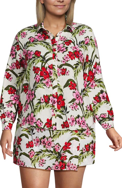 Plus Size Linen Long Sleeve Feminine Shirt