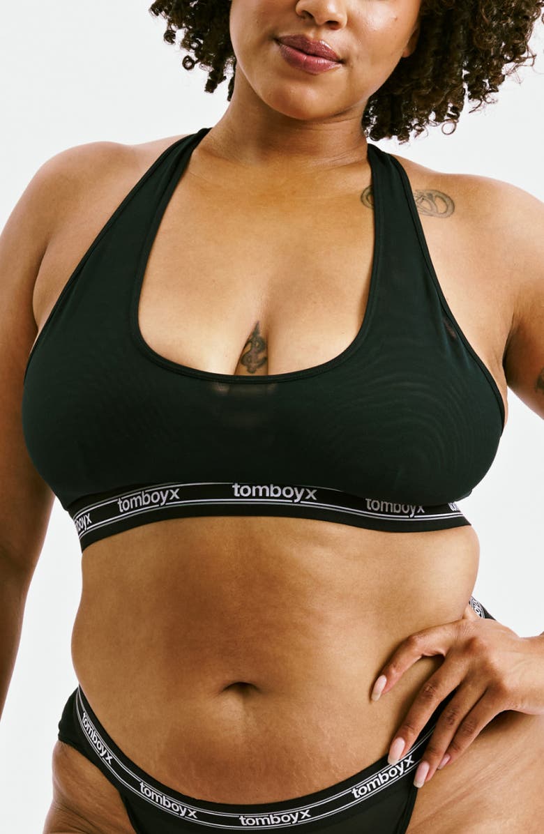 TomboyX Powermesh Bralette, Alternate, color, Black