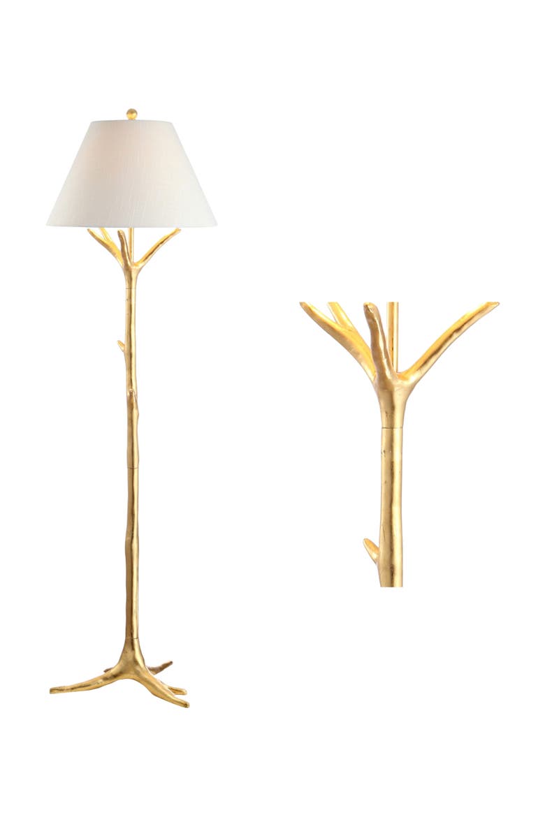Arbor 63.5" Faux Bois Resin LED Floor Lamp, Gold Leaf, Main, color, Gold leaf