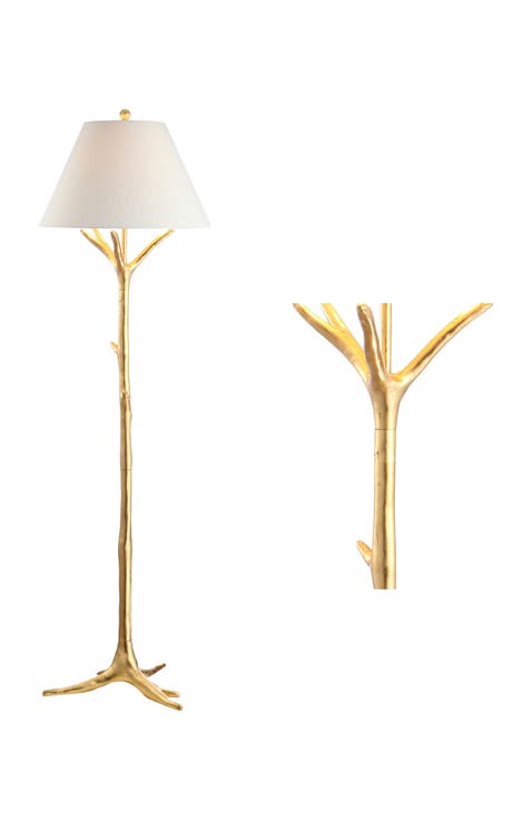 Arbor 63.5" Faux Bois Resin LED Floor Lamp, Gold Leaf