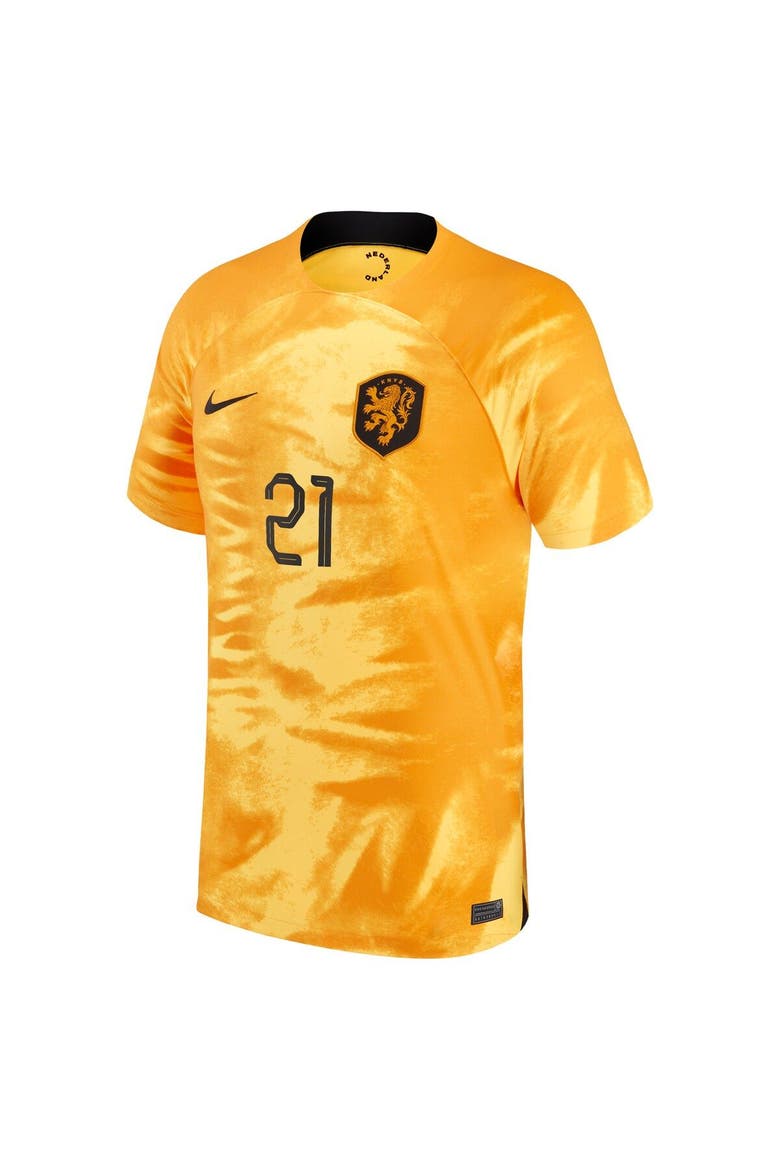 Men's Nike Frenkie de Jong Orange Netherlands National Team 2022/23 Home Breathe Stadium Replica Player Jersey, Alternate, color, Orange