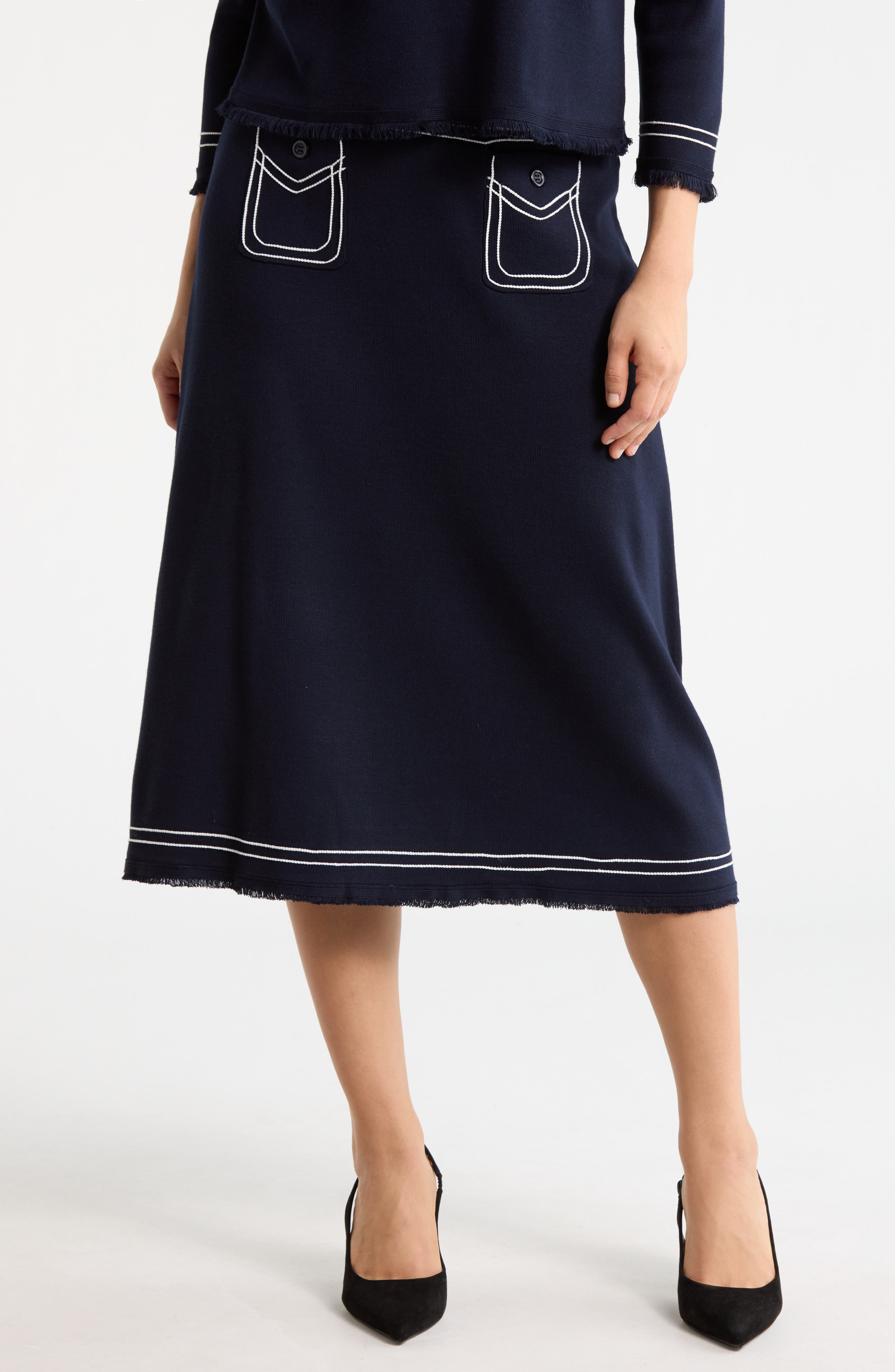 Adrianna Papell Top Stitch Knit A-Line Skirt