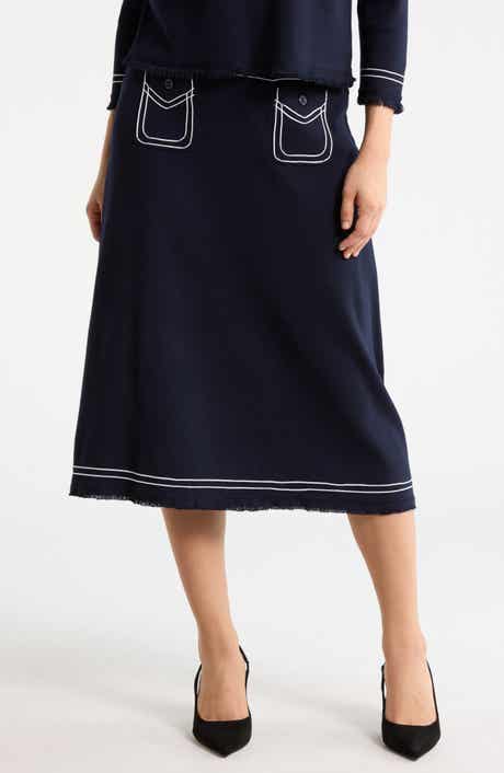 Adrianna Papell Top Stitch Knit A-Line Skirt