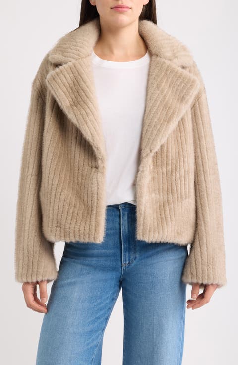 Striped Faux Fur Coat