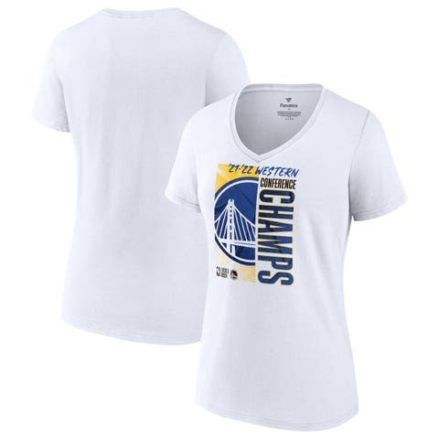 Women's Fanatics Branded White Golden State Warriors 2022 Western Conference Champions Plus Size Locker Room V-Neck T-Shirt