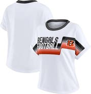 WEAR by Erin Andrews Women's WEAR by Erin Andrews White Cincinnati Bengals Cropped Center Stripe Dolman T-Shirt