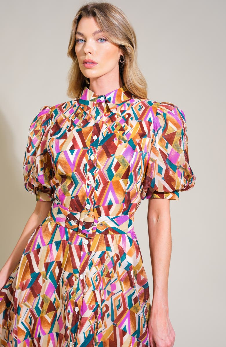 FLYING TOMATO Organza Puff Sleeve Shirtdress, Alternate, color, 