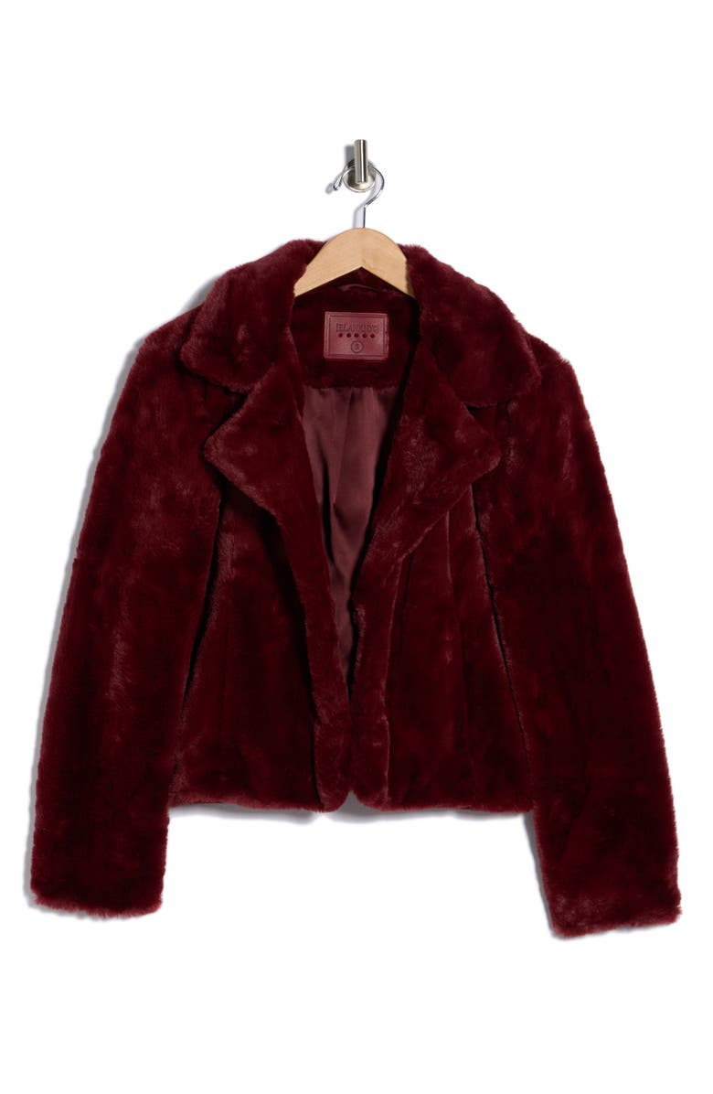 BLANKNYC Faux Fur Crop Jacket, Alternate, color, Burgundy