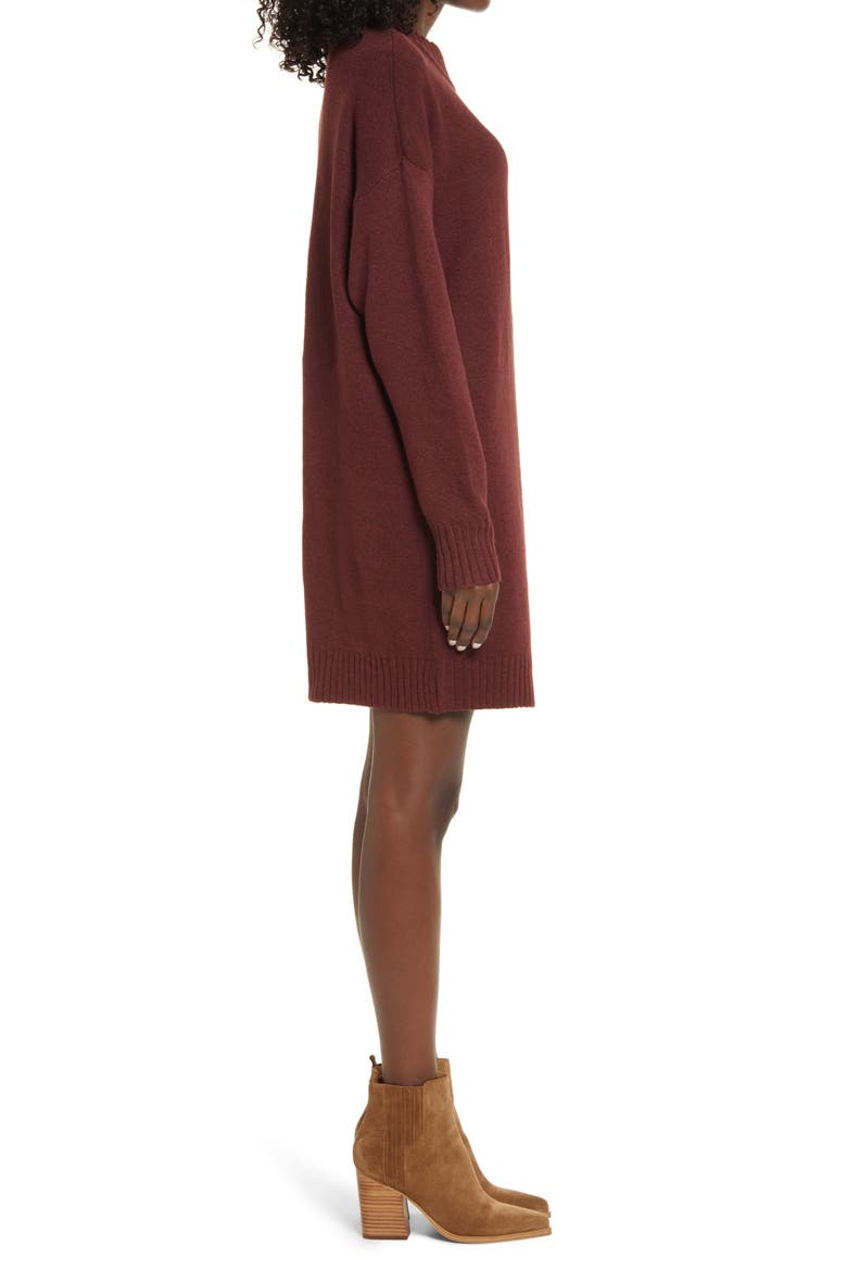 Easy Crewneck Long Sleeve Sweater Dress, Alternate, color, BURGUNDY PORT