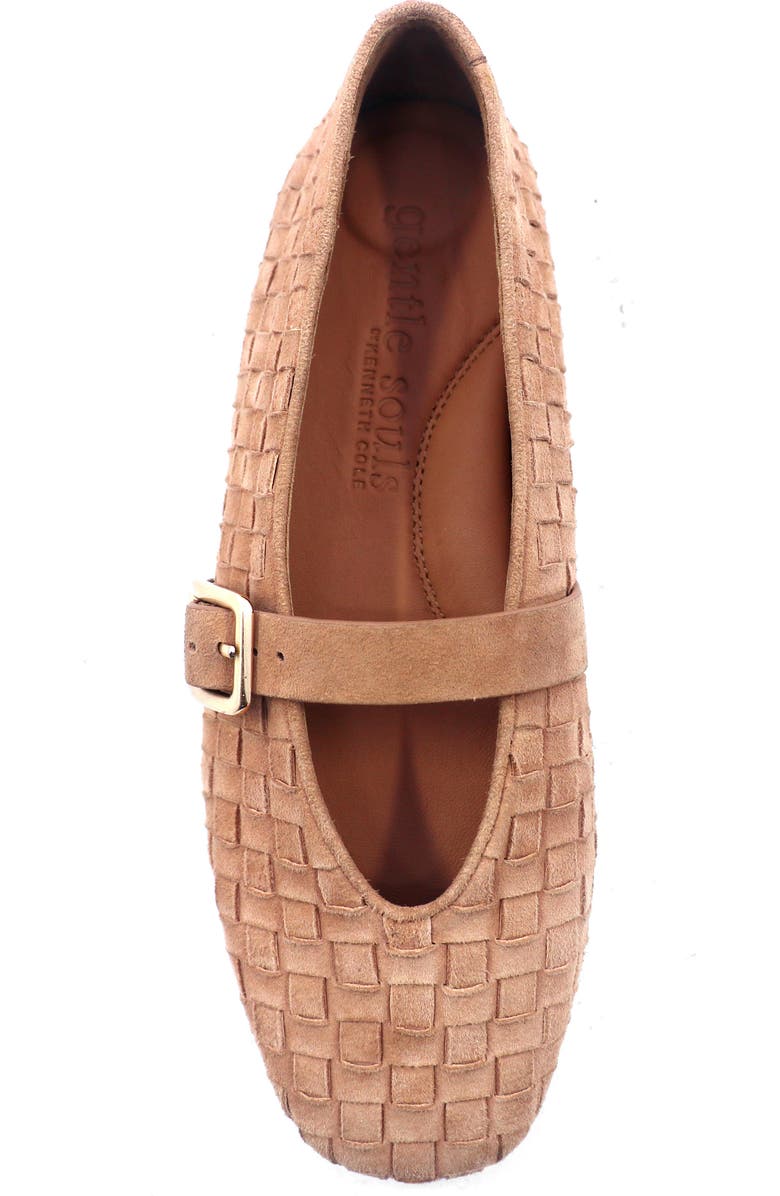 Gentle Souls Winifred Woven Mary Jane Flat, Alternate, color, Camel Suede