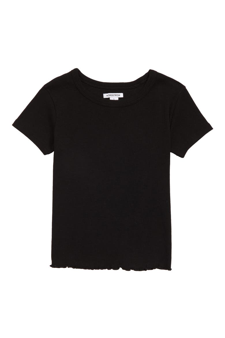 Kids' Lettuce Hem Knit Top, Main, color, BLACK