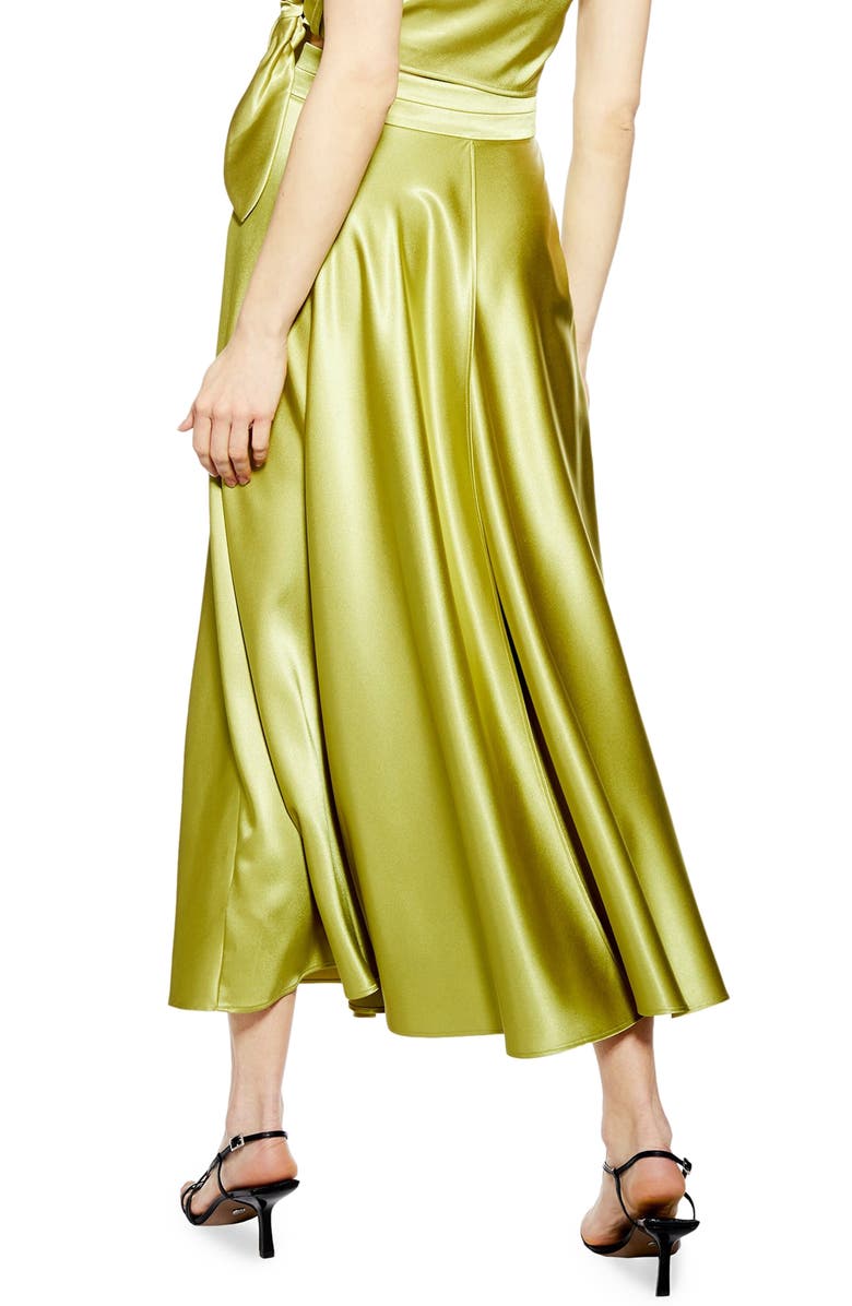 Topshop Satin Midi Skirt, Alternate, color, 