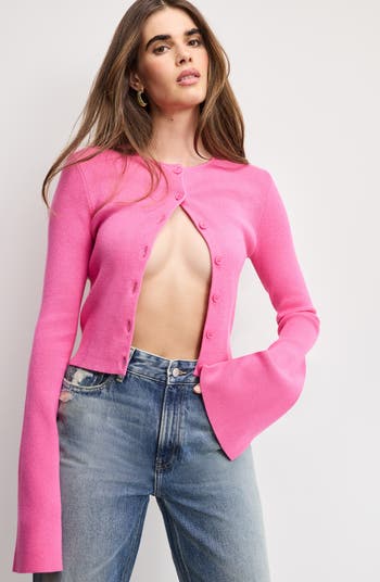 Ribbed Bell Sleeve Cardigan