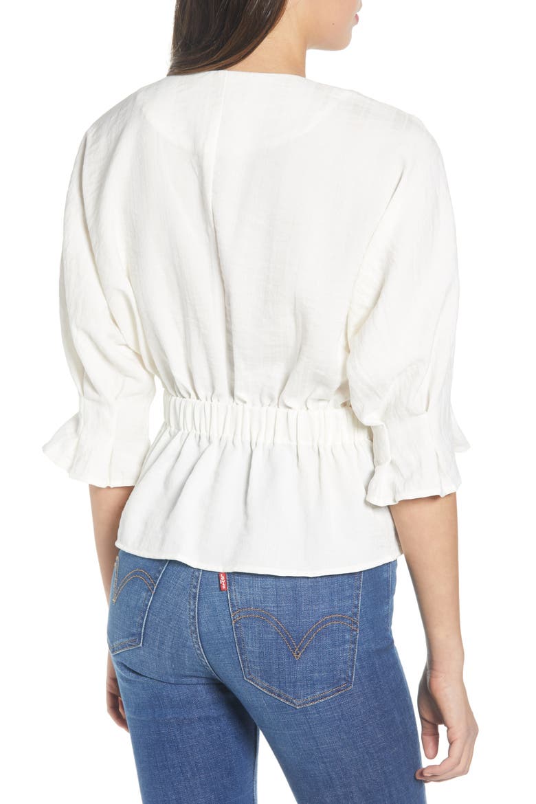 Cinched Waist Top, Alternate, color, WHITE