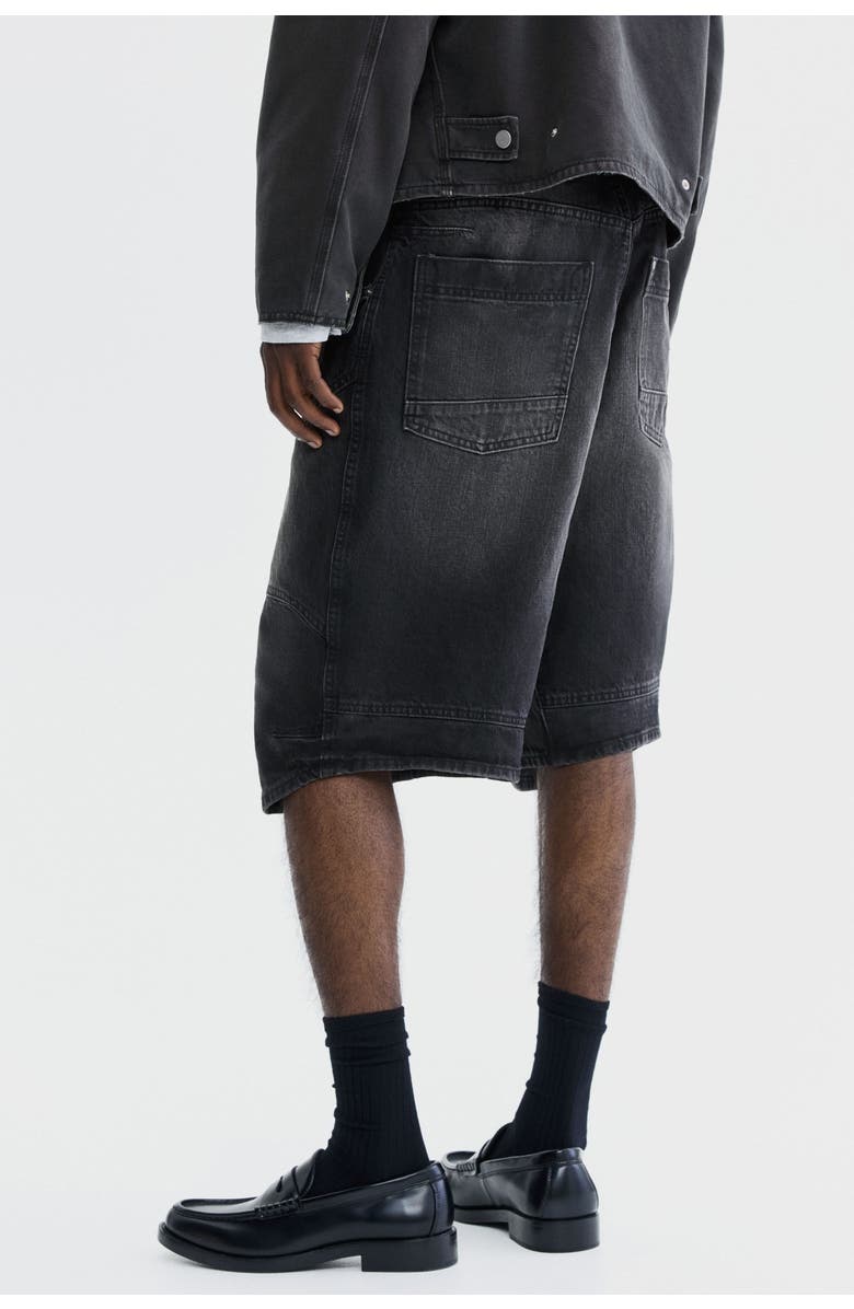 H&M Super Baggy Denim Shorts, Alternate, color, Black