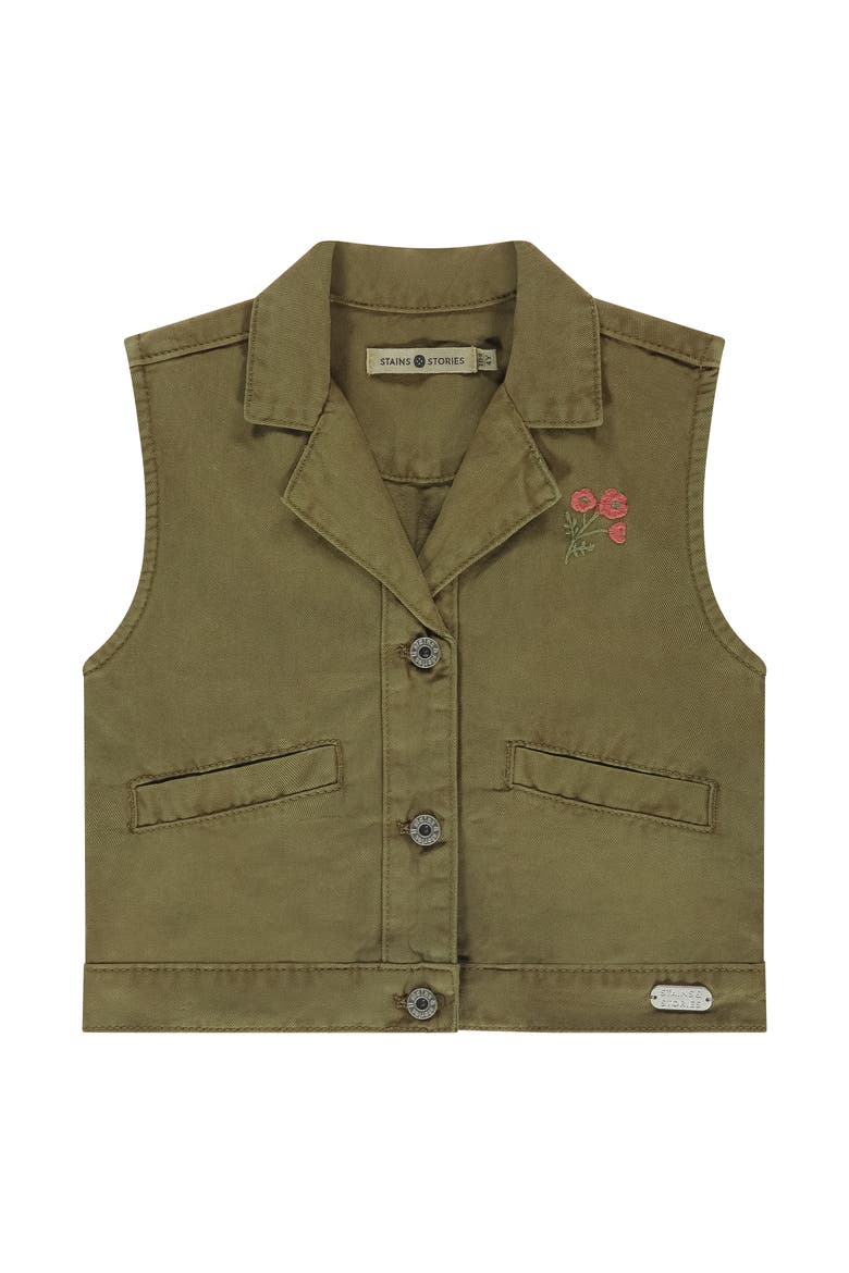 Embroidered Flower Vest, Main, color, Army