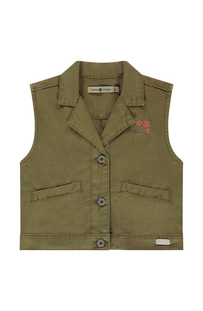Stains and Stories by Babyface Embroidered Flower Vest, Main, color, Army