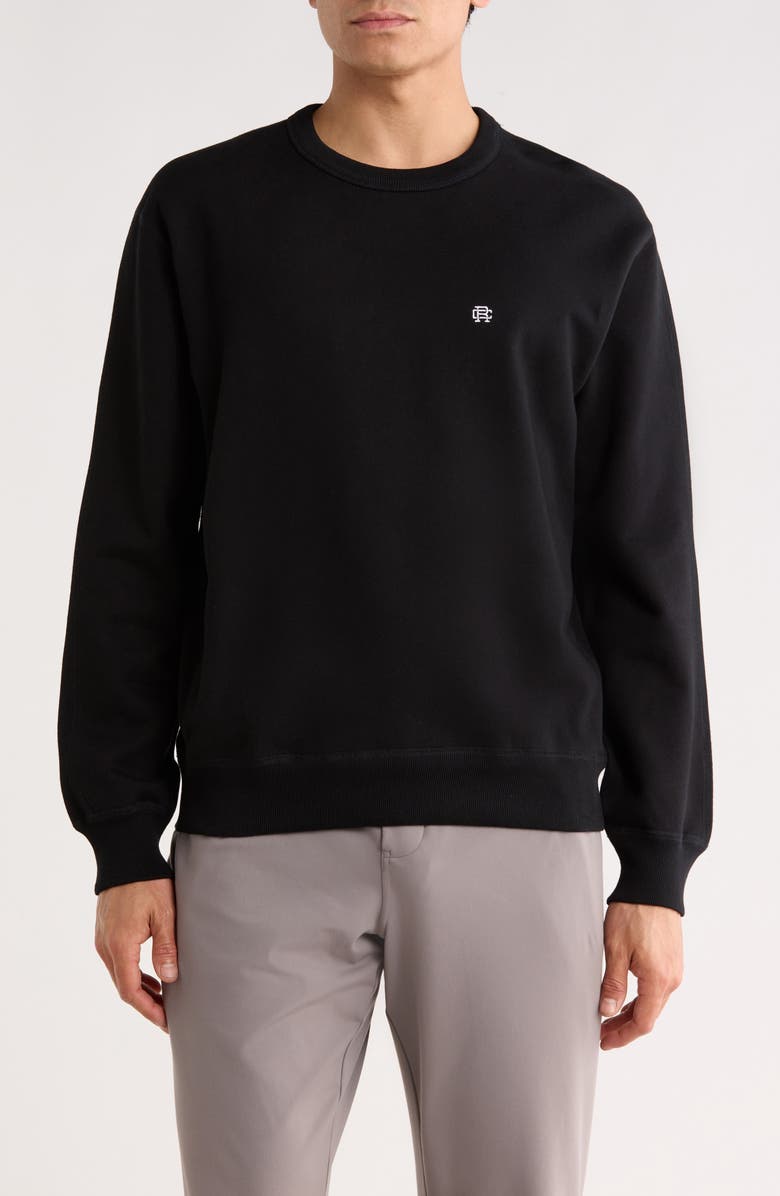 Reigning Champ Midweight Terry Monogram Sweatshirt, Main, color, Black