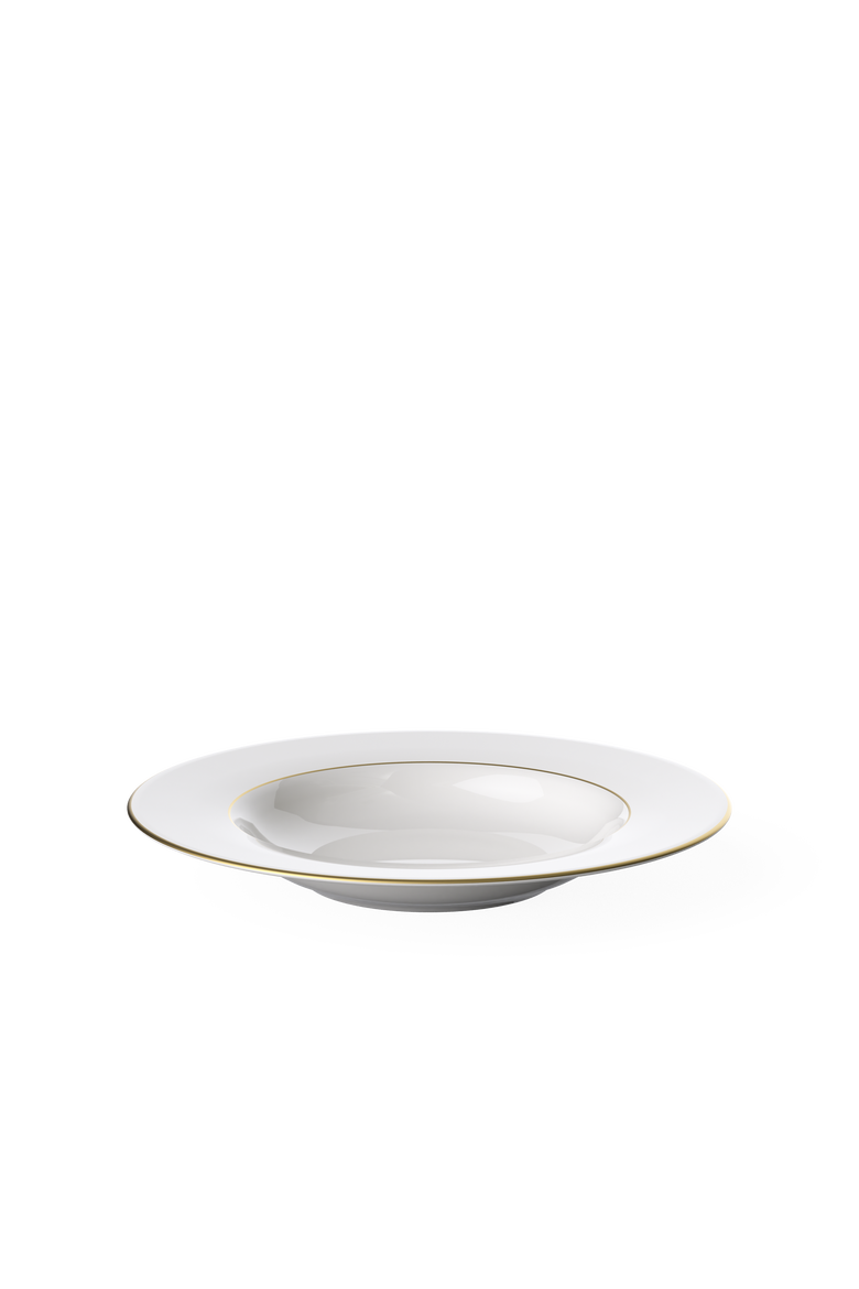 Anmut Gold Rim Soup, Alternate, color, white