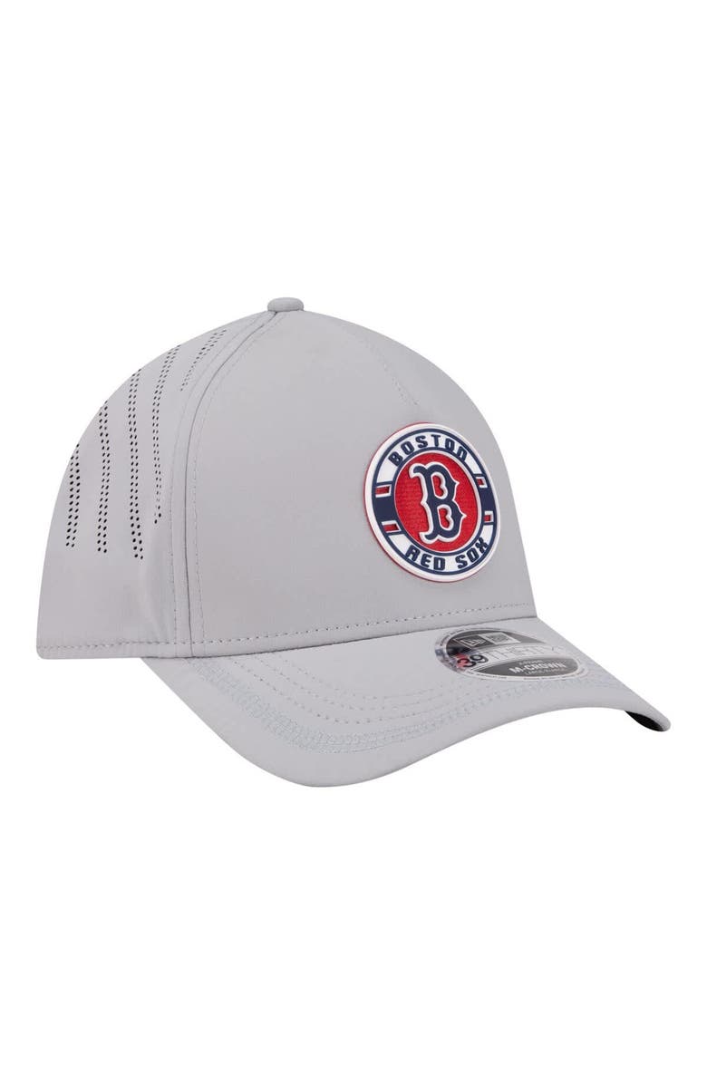 New Era Men's New Era Gray Boston Red Sox Patch 39THIRTY A-Frame M-Crown Perforated Flex Hat, Alternate, color, Gray