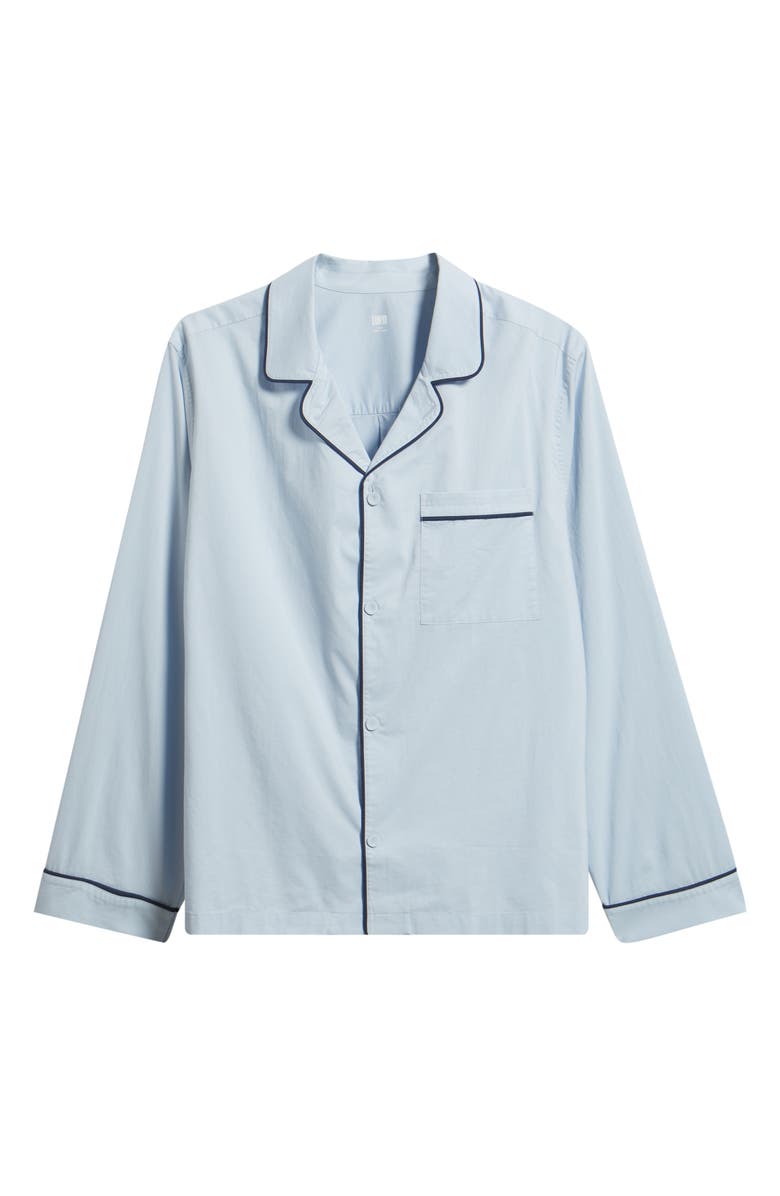Lunya Piped Airy Cotton Pajama Shirt, Alternate, color,