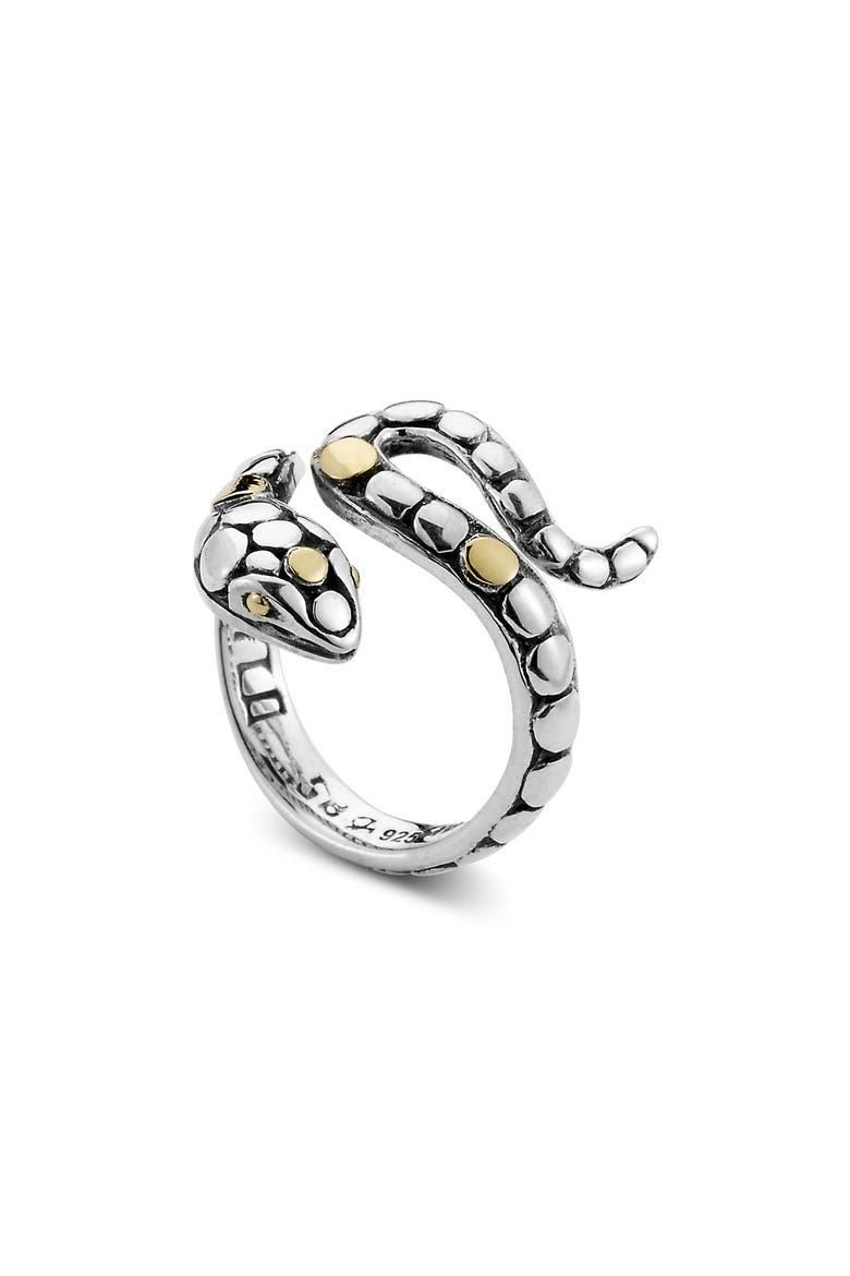 18K Yellow Gold & Sterling Silver Snake Ring, Main, color, SILVER/ GOLD