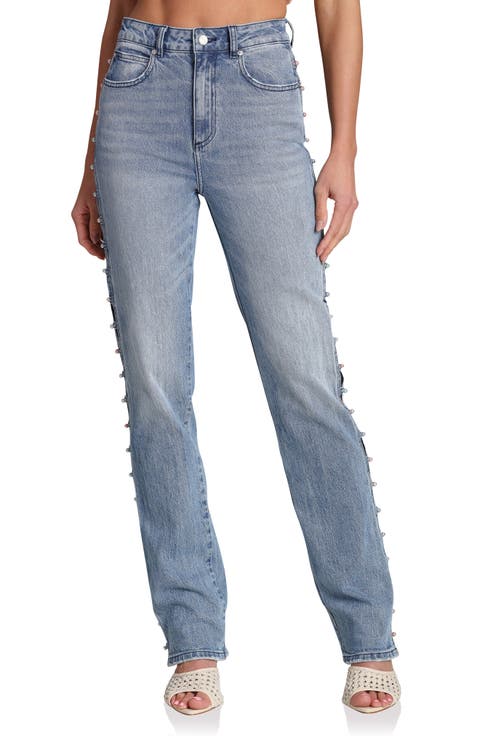 Embellished Straight Leg Jeans (Seine Wash)