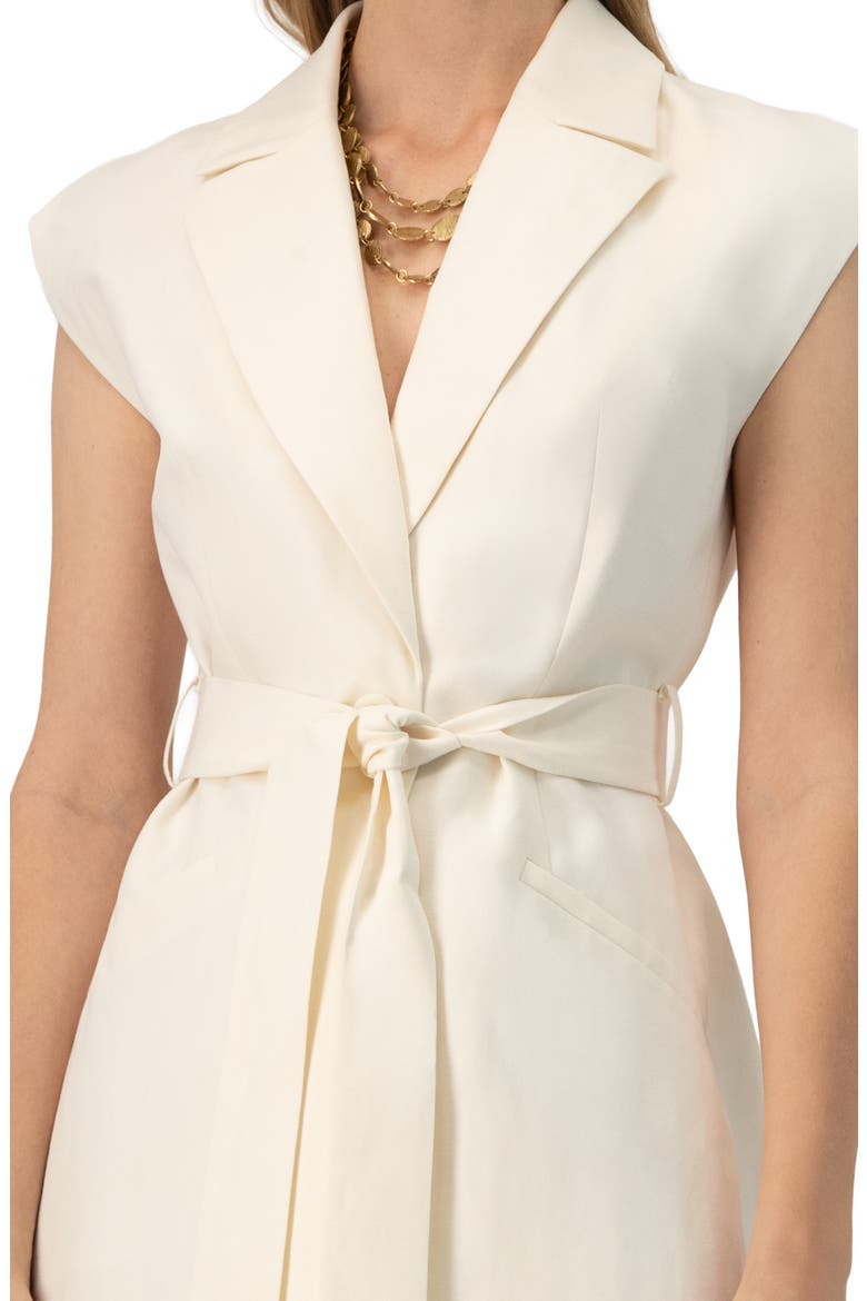 Single-Breasted Linen Vest with Waist Tie, Alternate, color, Ivory