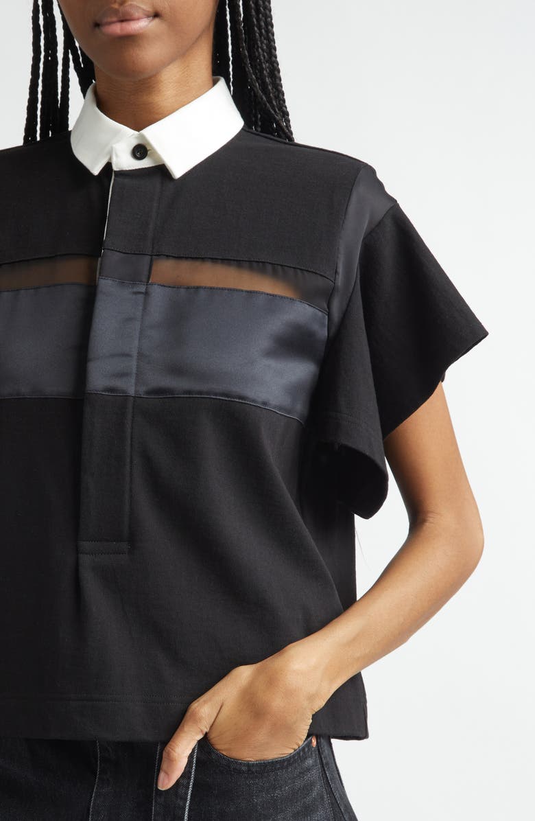 Sacai Cotton Jersey Pullover, Alternate, color, Black