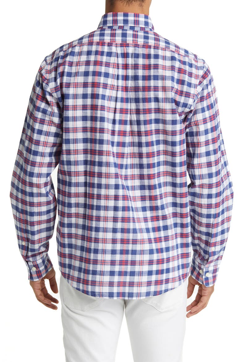 Plaid Madras Button-Down Shirt, Alternate, color, WHITE/ NAVY/ RED