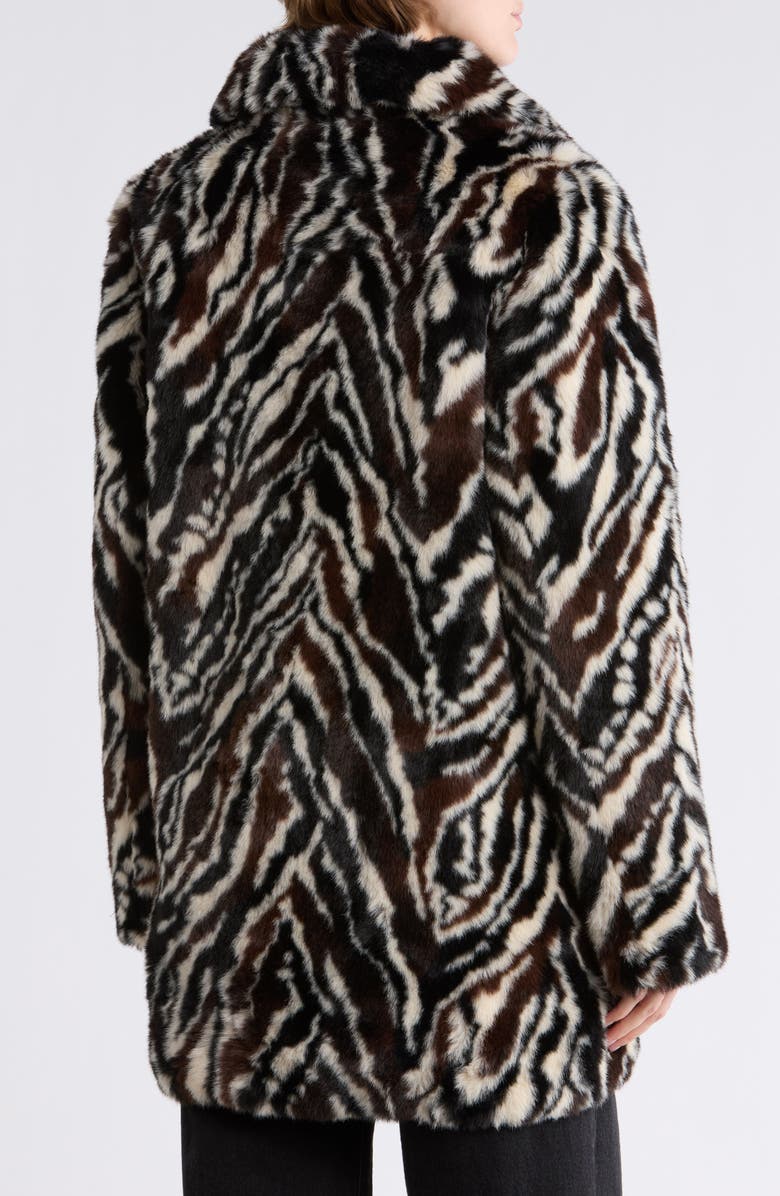 Love Token Cathy Faux Fur Coat, Alternate, color, Zebra