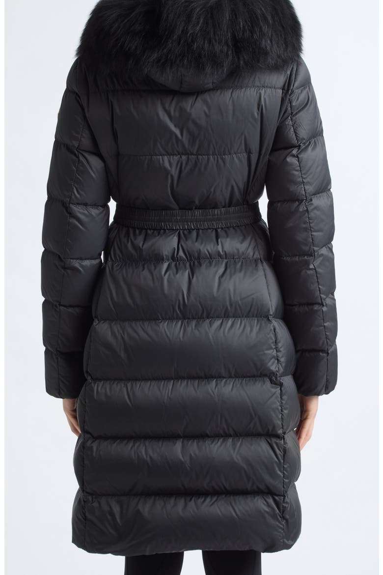 Boedic Water Repellent Long Down Puffer Coat with Genuine Shearling Trim, Alternate, color, BLACK