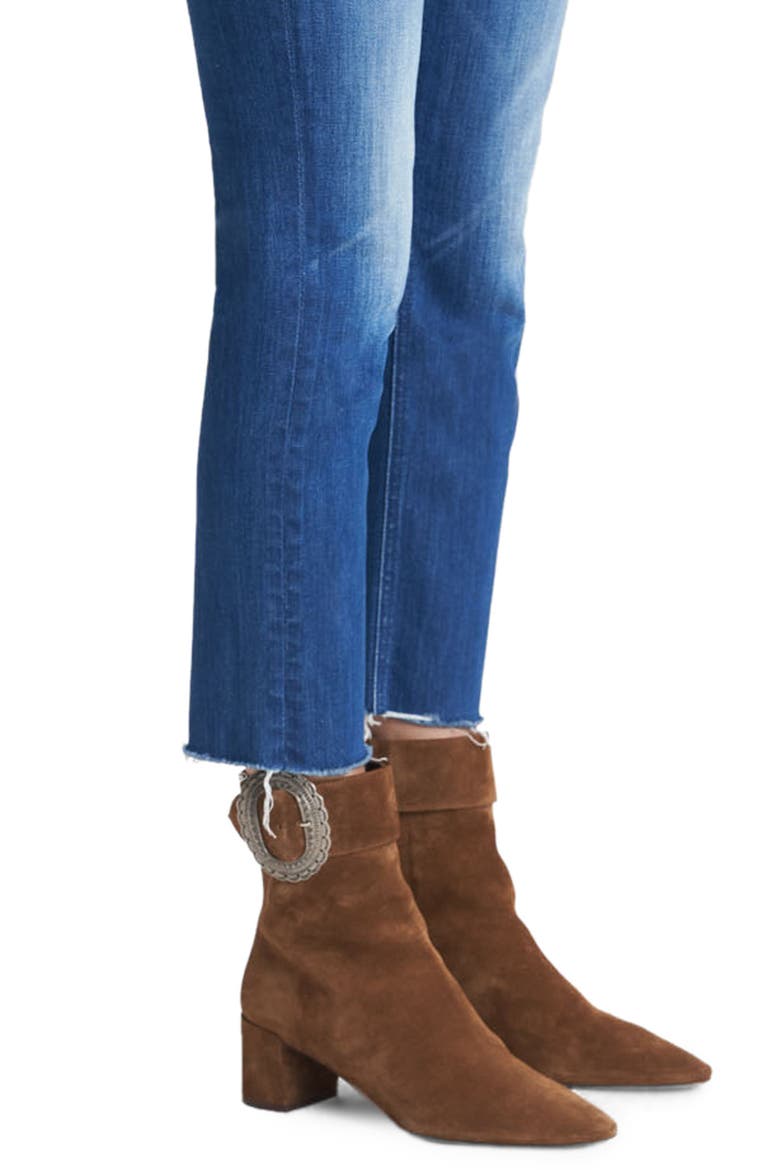 The Dazzler High Waist Fray Hem Crop Straight Leg Jeans, Alternate, color, SQUEEZE IT
