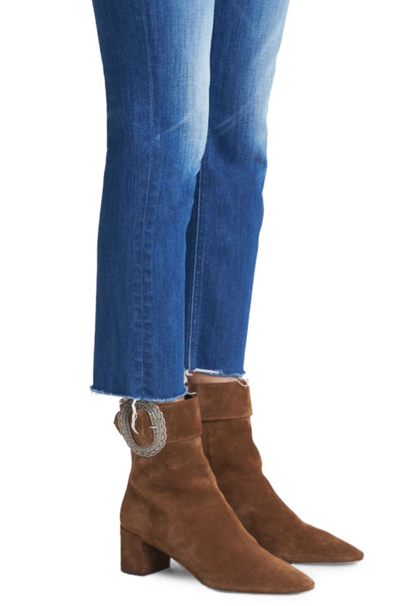 MOTHER The Dazzler High Waist Fray Hem Crop Straight Leg Jeans, Alternate, color,